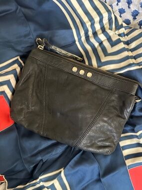 Black Leather crossbody / clutch